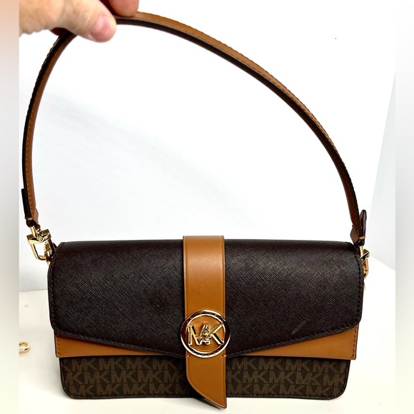 Michael Kors Handbags - Michael Kors Greenwich Medium Signature Logo Shoulder Bag